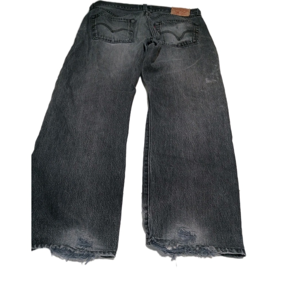 Levi's 501 Black Faded Jeans 36x30 Button Fly Distressed Y2K Grunge - Picture 14 of 16